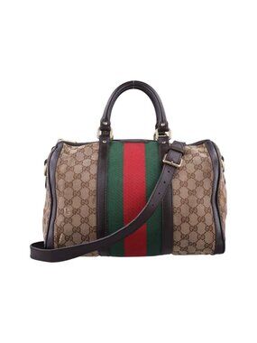 Gucci Sherry Line Beige Green Red Canvas Leather Messenger